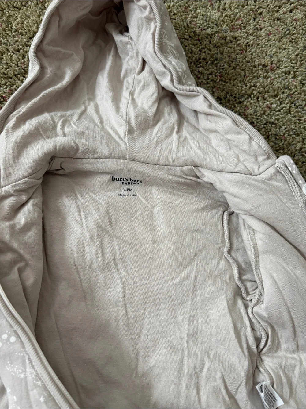 Burt's Bees Baby Organic Quilted Hooded Bunting Pram Tan White Deer 3-6M